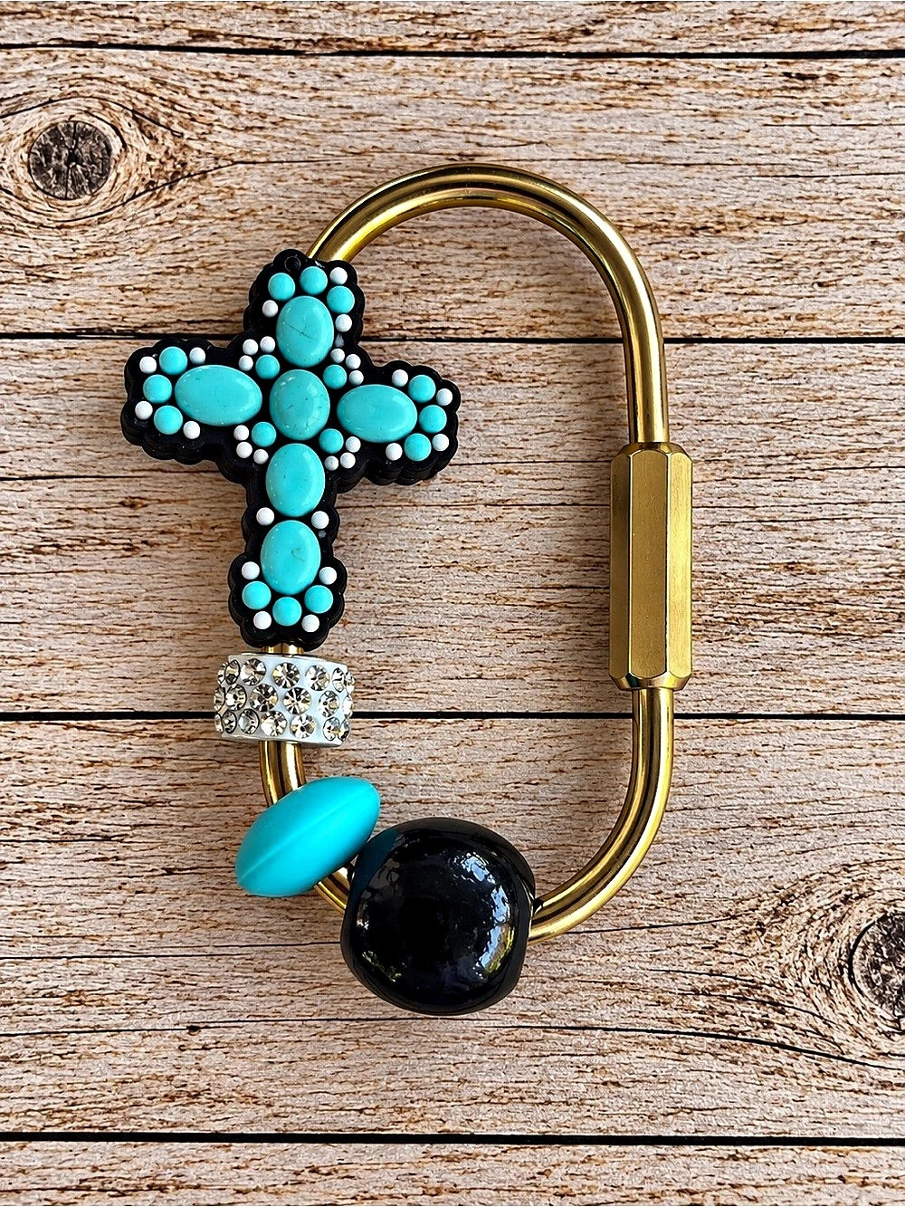 Turquoise Cross Cross Bag Charm